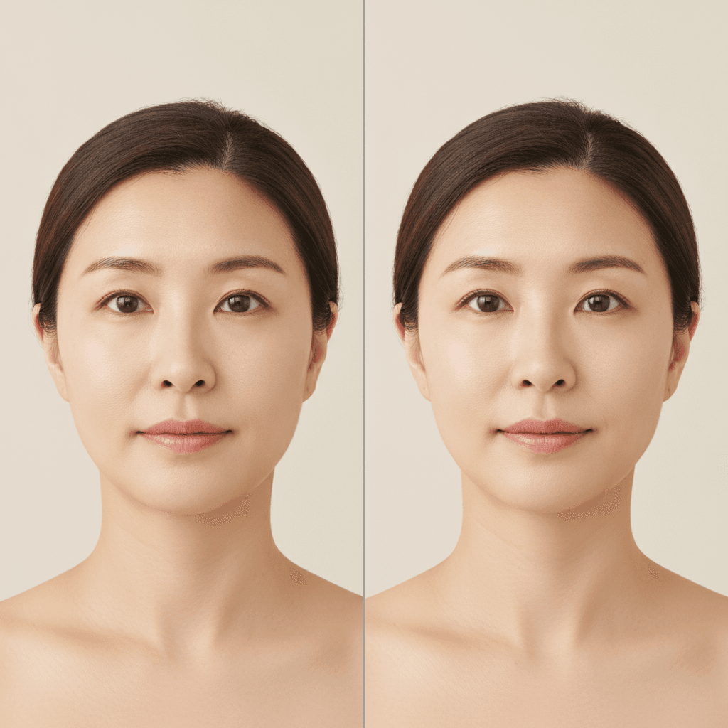 Before and after Juvelook skin booster treatment showing improved skin texture and glow