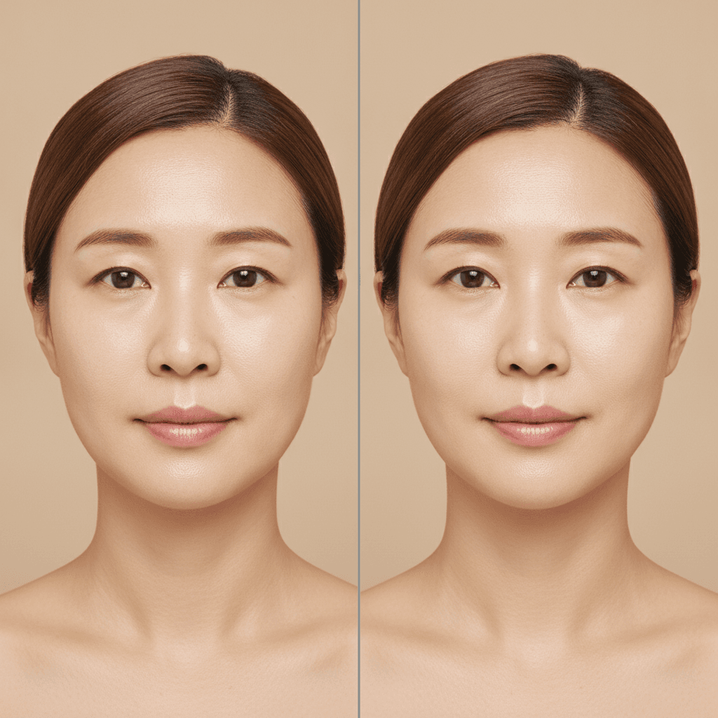 Before and after Rejuran skin booster treatment