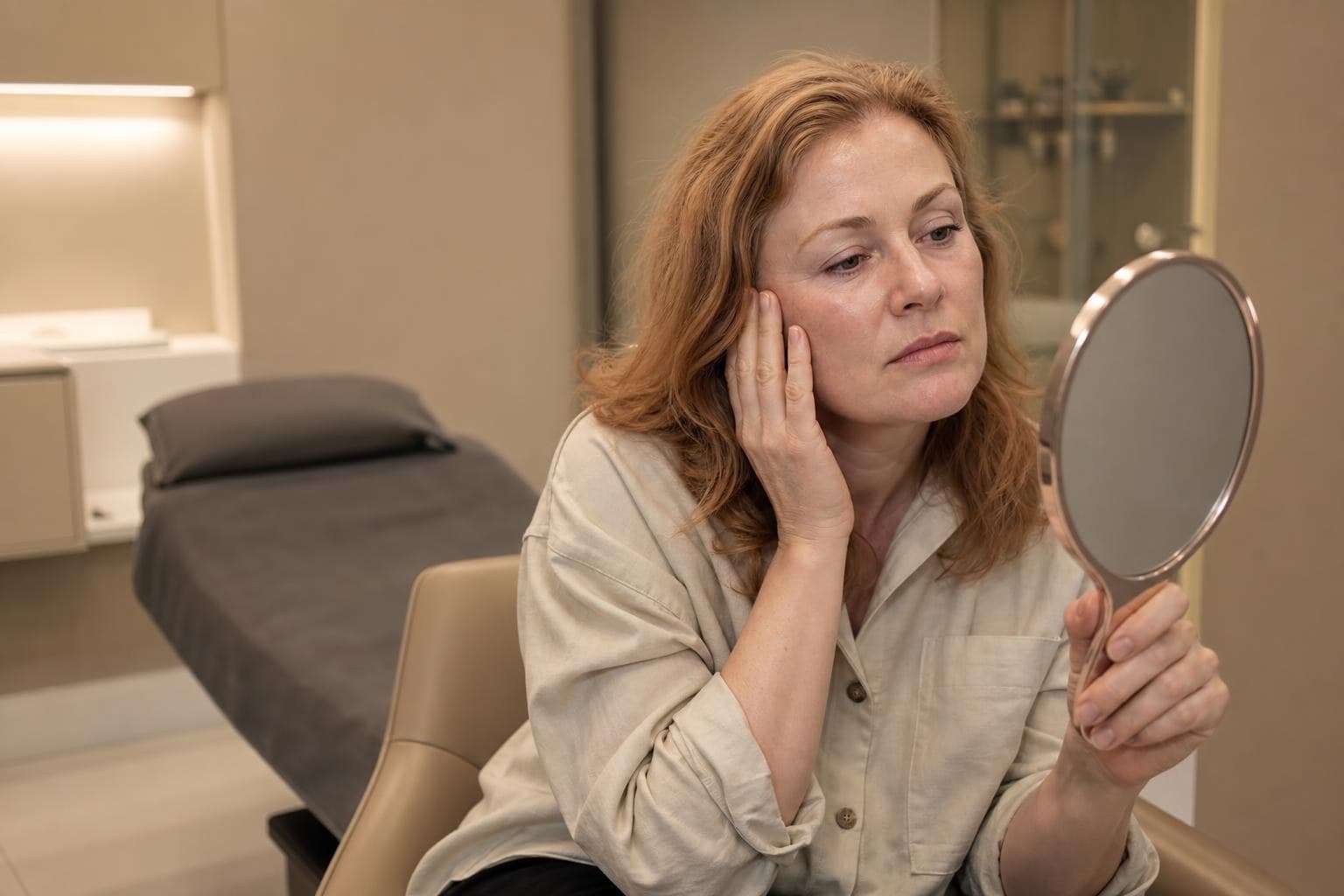 A doctor marking injection points on a patient's cheek during a filler consultation in Seoul