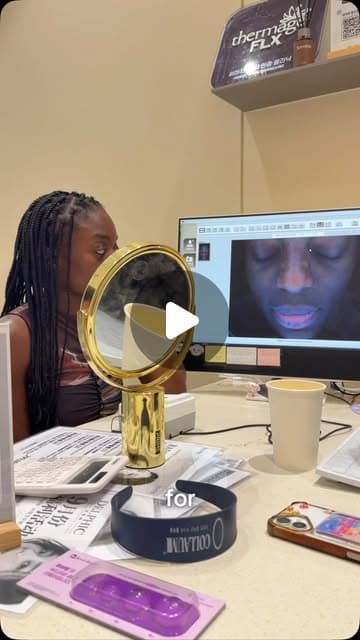 Awo (@drawograce) during a Gold & Platinum PTT and Accu acne treatment at Delphic Clinic in Gangnam, Seoul — Instagram reel
