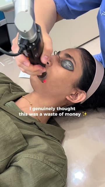 Sugarrhaven (@sugarrhaven) showing a side-by-side skin before and after a laser visit at Delphic Clinic, Gangnam, Seoul — TikTok video about pico laser sessions