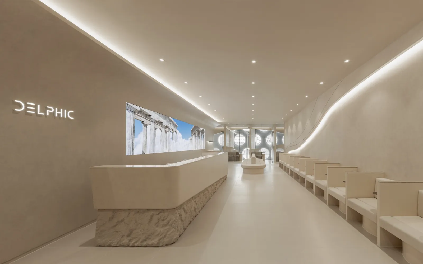Delphic Clinic 的接待櫃台與候診區