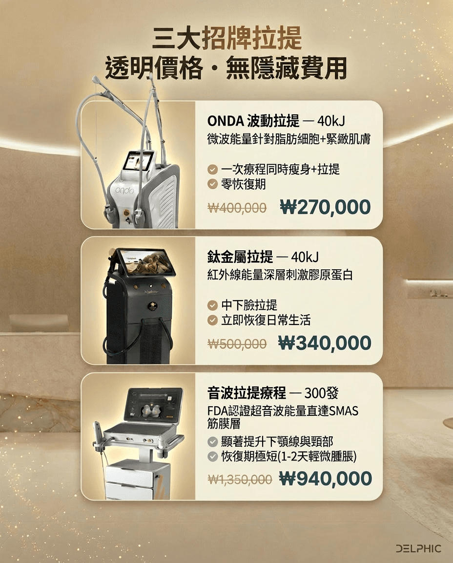 三大招牌拉提 — 透明價格,無隱藏費用