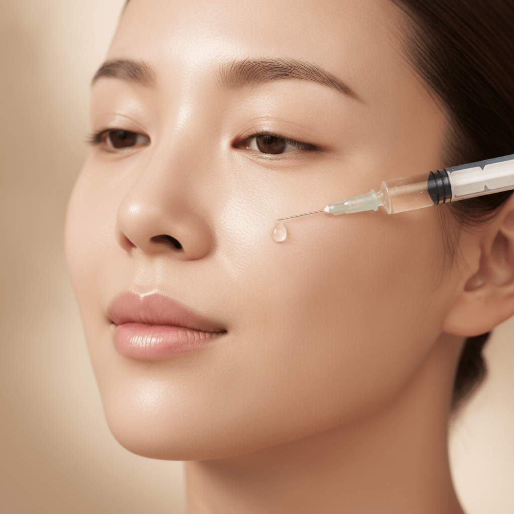 Facial fat dissolving injection product and fine needle prepared at Delphic Clinic